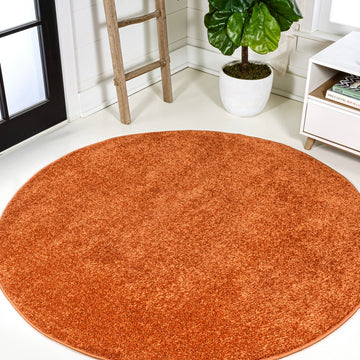 Haze Solid Low-pile Area Rug Orange